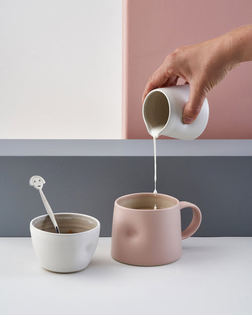 Emma Lacey Everyday Short Cup in Pink Sugar Bowl and Small Milk Jug   Small b8byaf