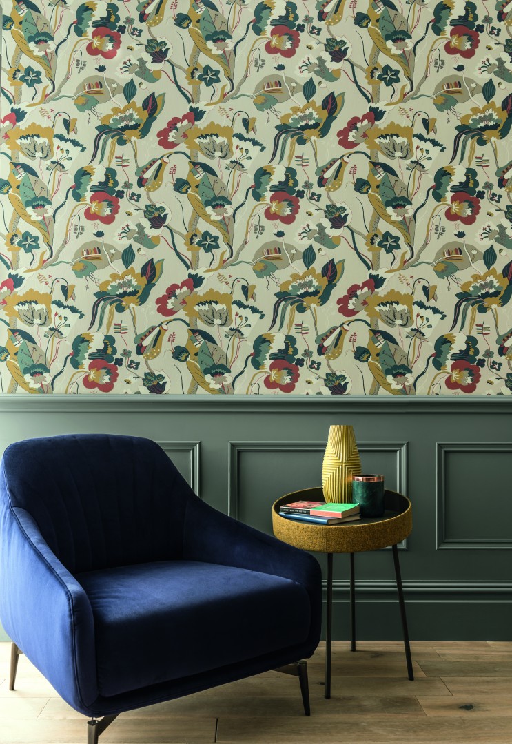 Function and style in a rural home GP J Baker wood panelling and wallpaper