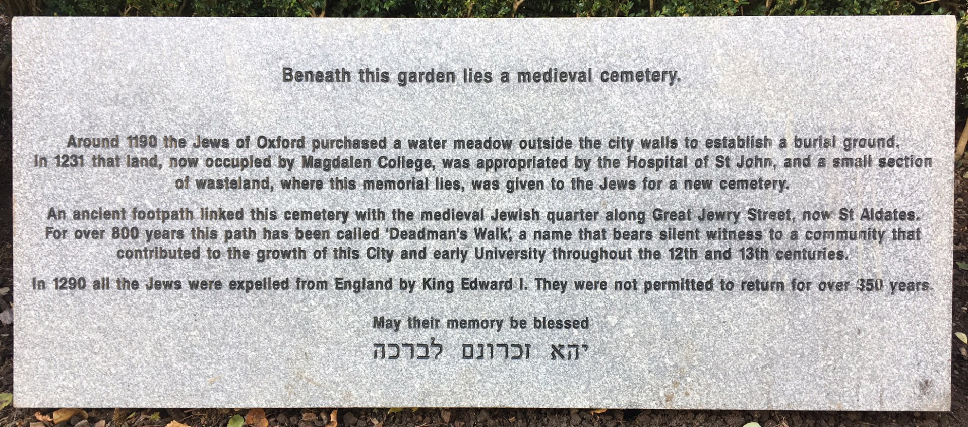 A Time of Hope Holocaust Memorial Day Botanic Garden Memorial Stone