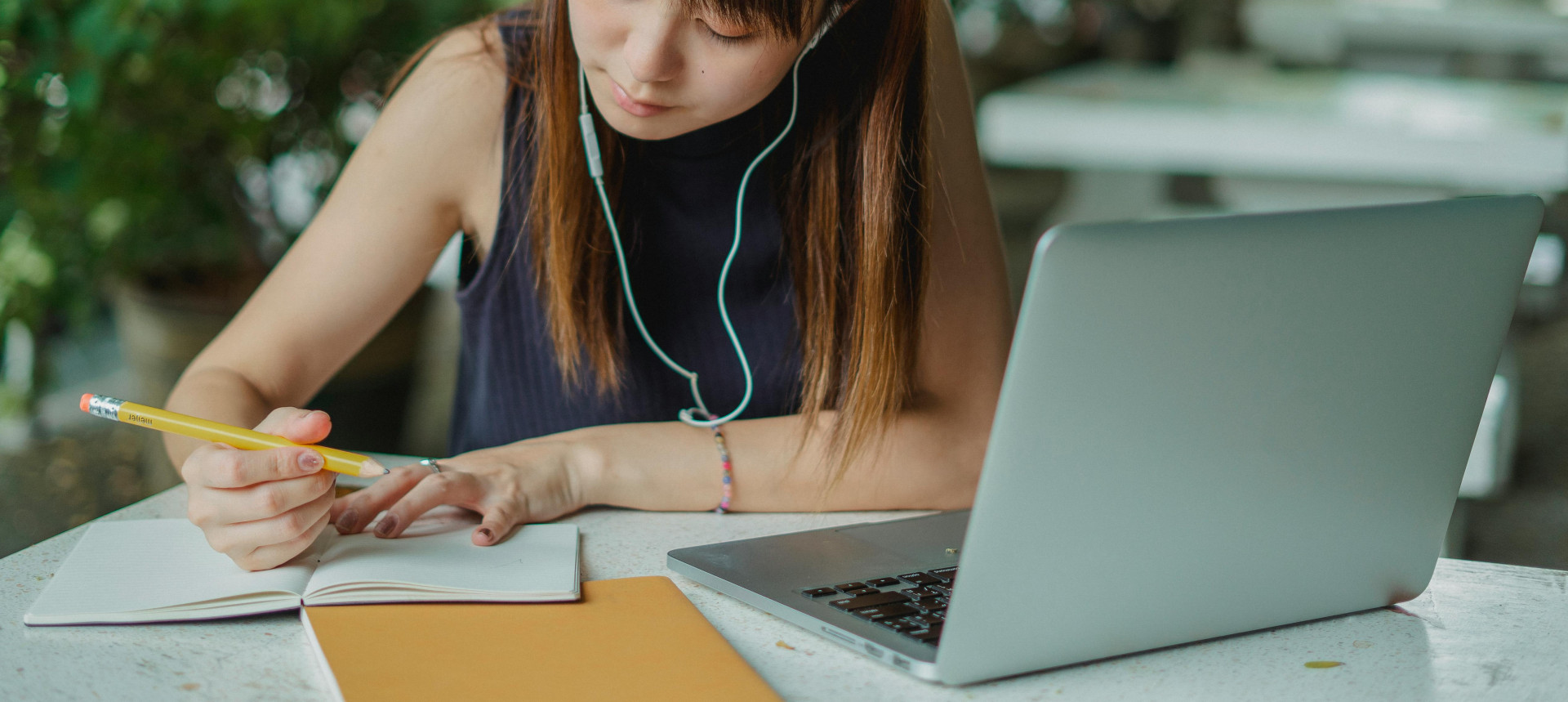 A girl writing an essay