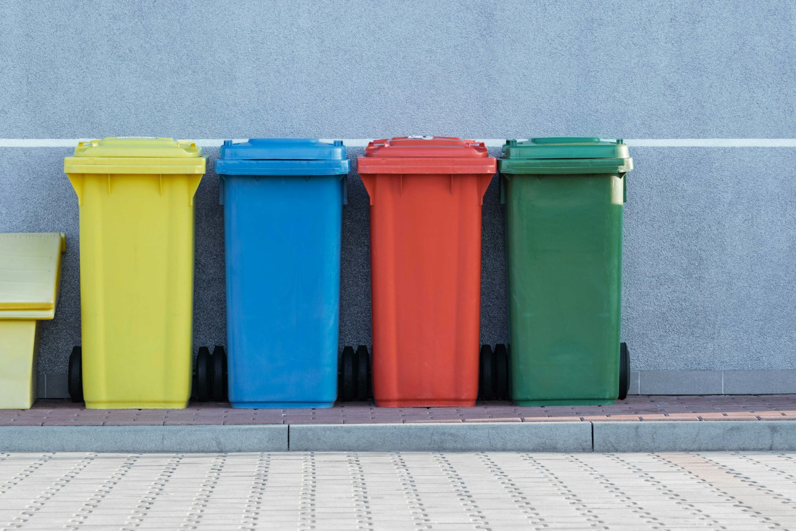 four coloured bins