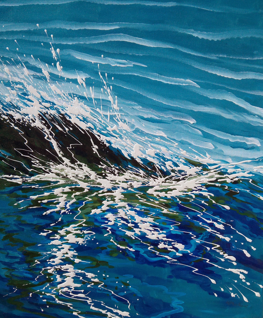 Raymond Martinez Blue Sea Waves Painting