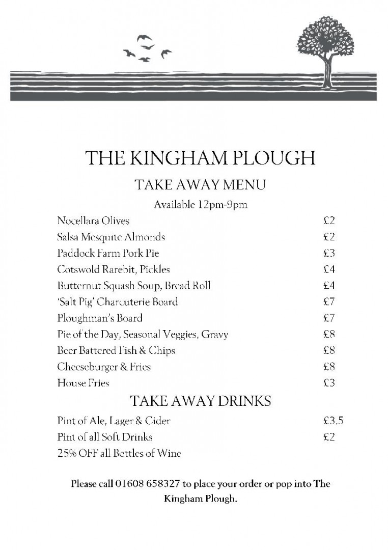 Kingham Plough Takeaway Menu
