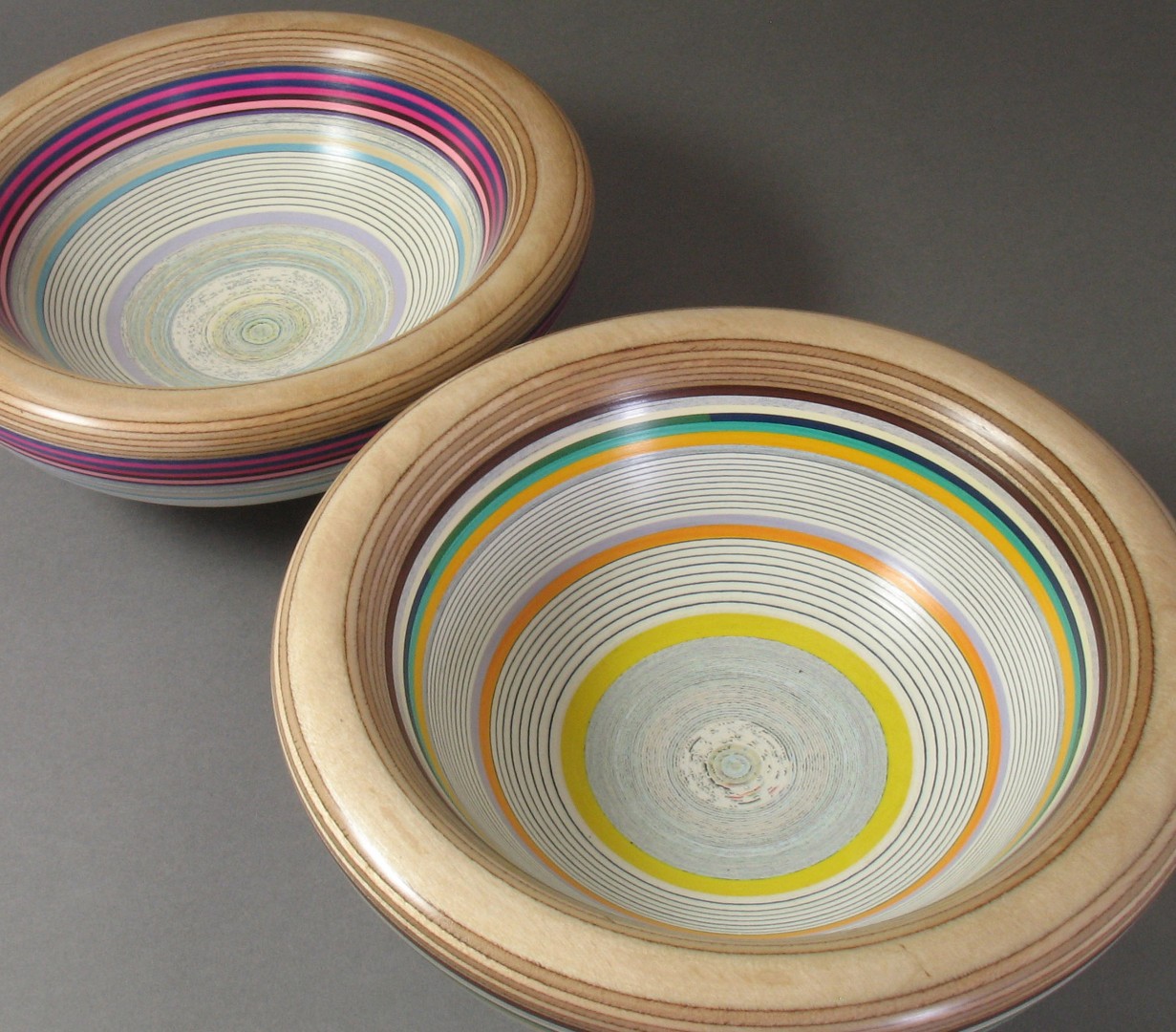 Colourful Countdown to Christmas Graham Lester Upcycled paper plywood bowls 