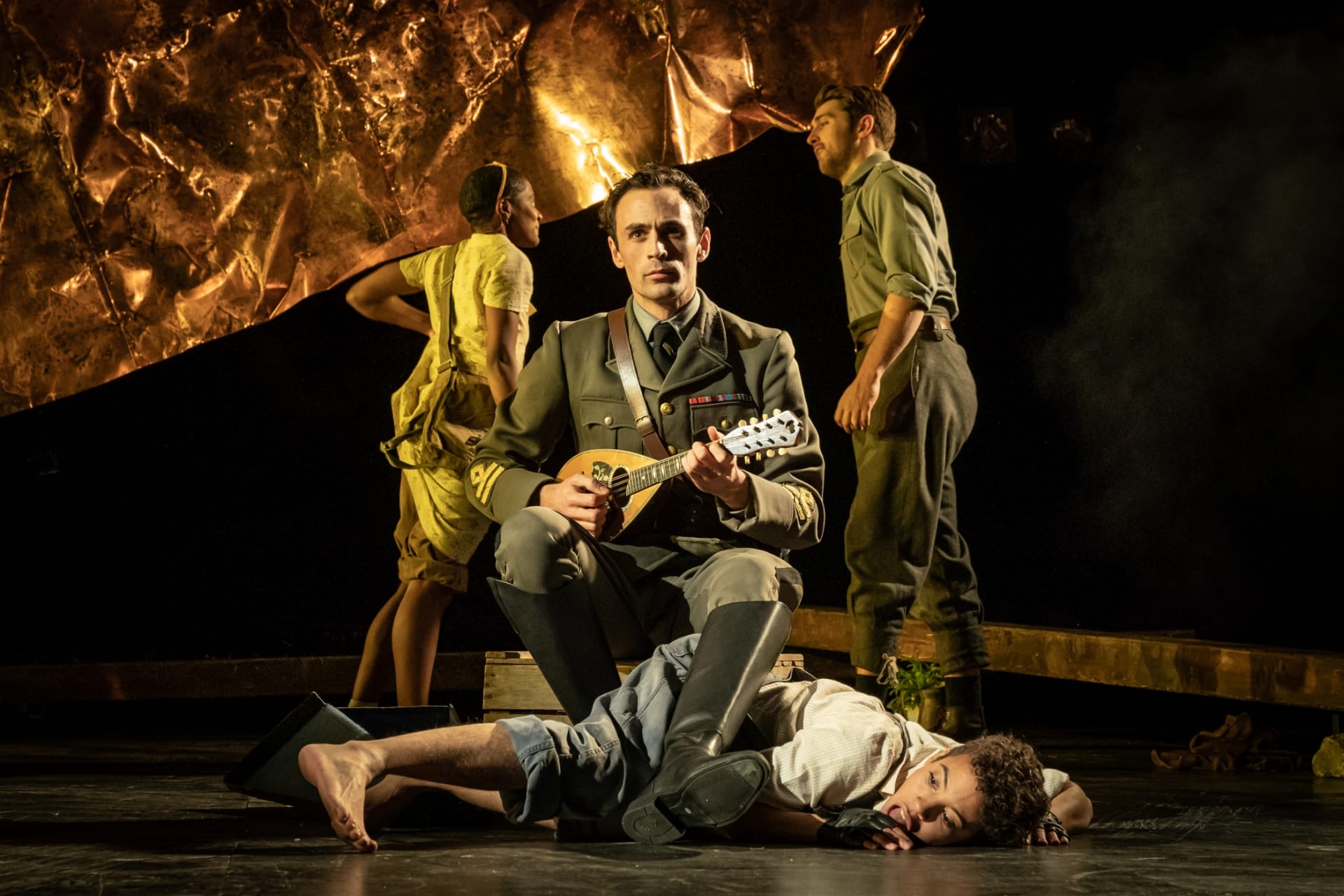 Alex Mugnaioni as Captain Corelli Elizabeth Mary Williams as Psipsina in Captain Corelli s Mandolin credit Marc Brenner